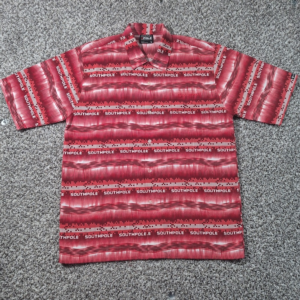 Vintage Y2K South Pole Men's Large Digital Print Button Up Shirt  Street‎ Wear